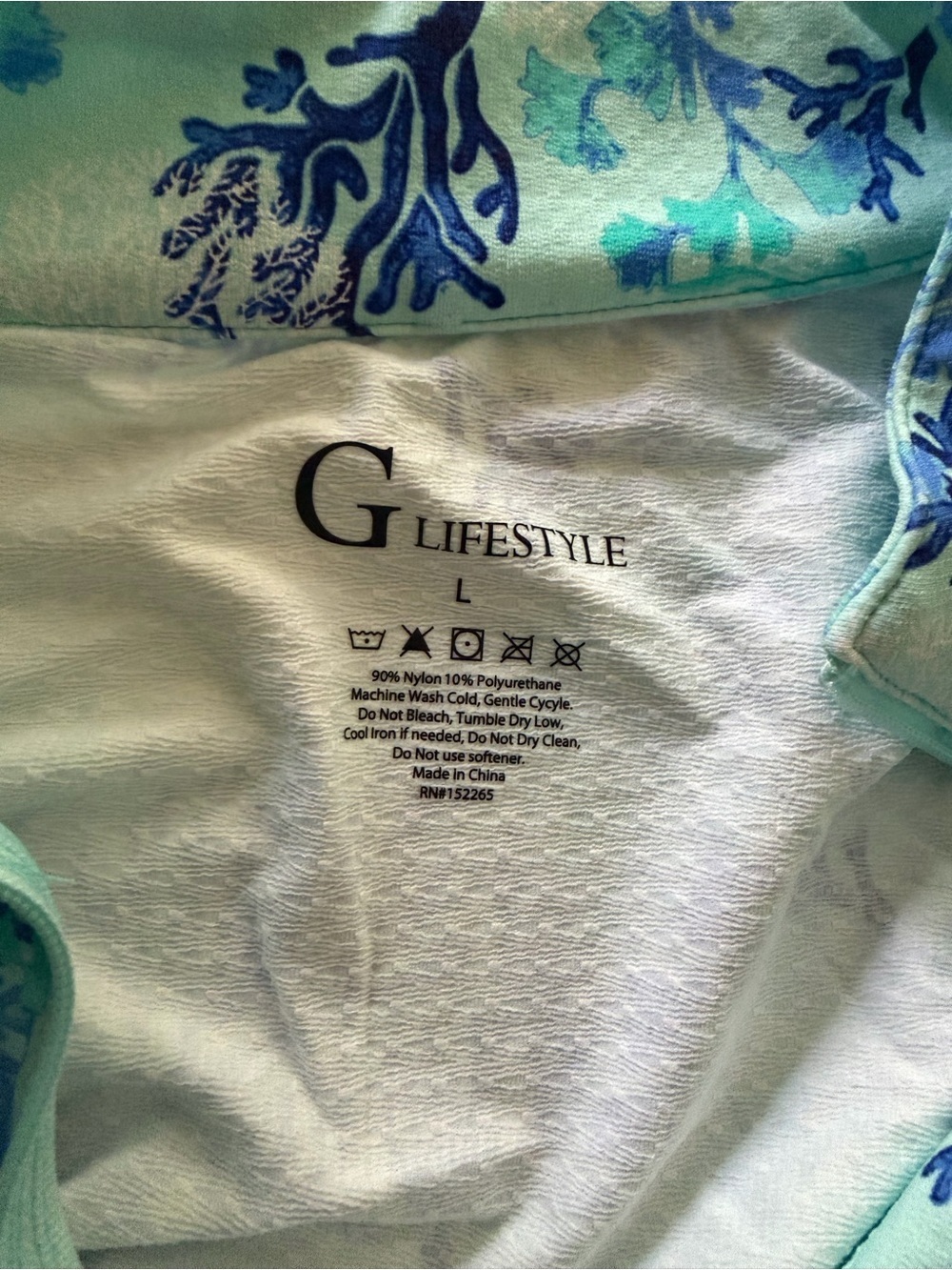 Ladies G LIFESTYLE CORAL REEF AQUA Long Sleeve Mock Golf Shirt Size Large - Picture 5 of 5